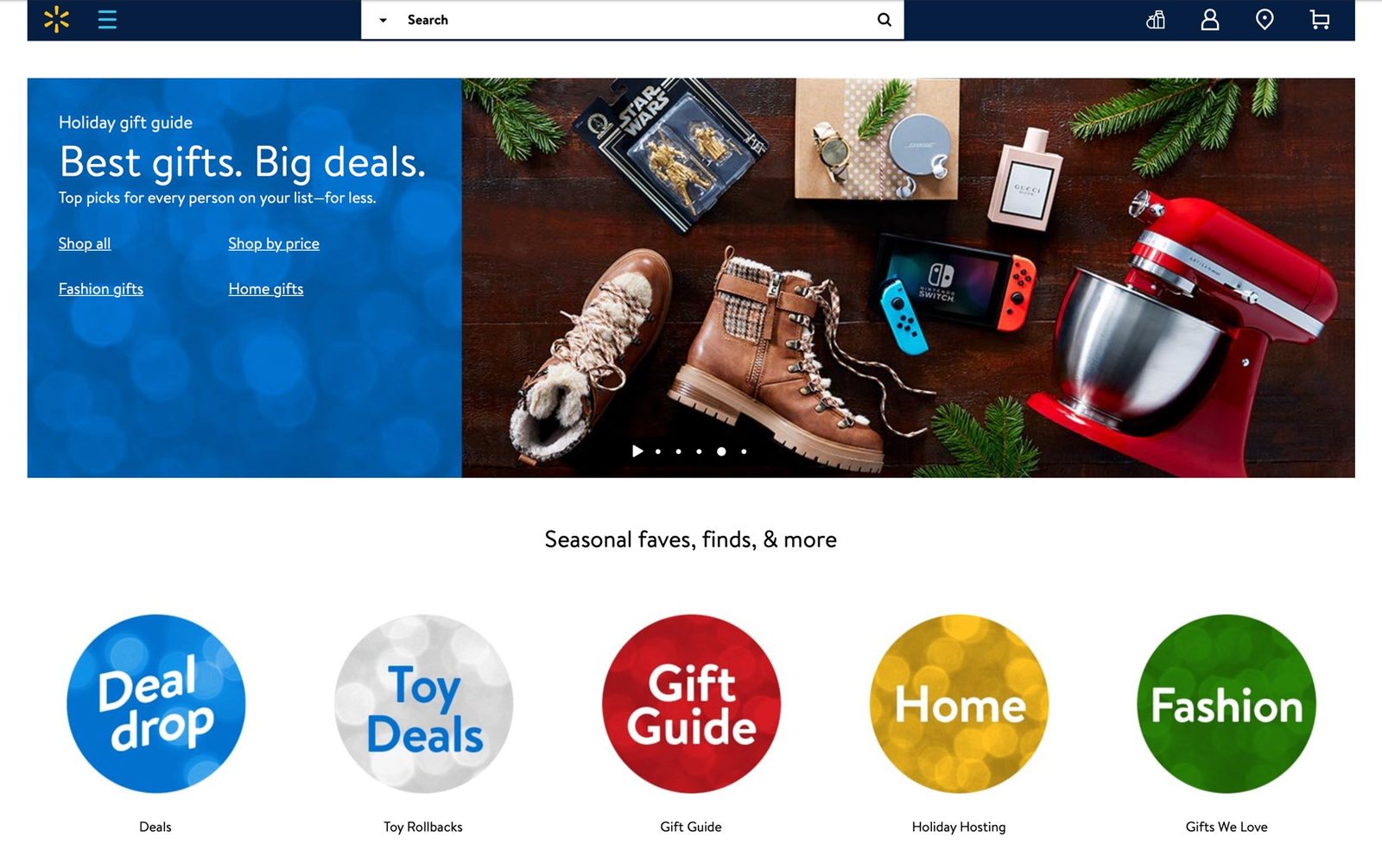 Walmart.com holiday homepage