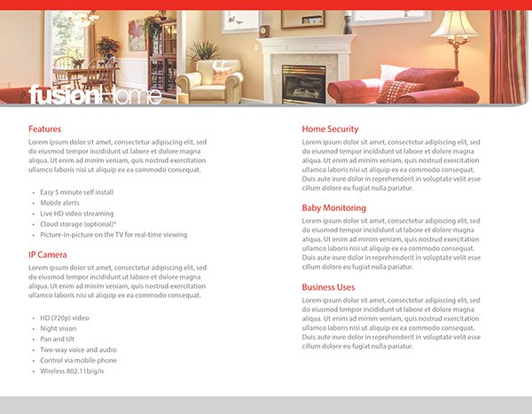 Brochure inside spread with features