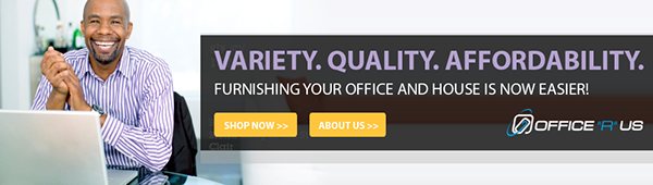 Office R Us banner: variety, quality, affordability