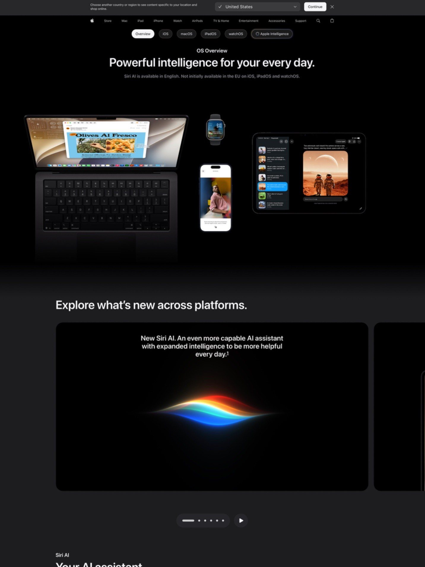 Top of the EU OS page: Powerful intelligence for your every day