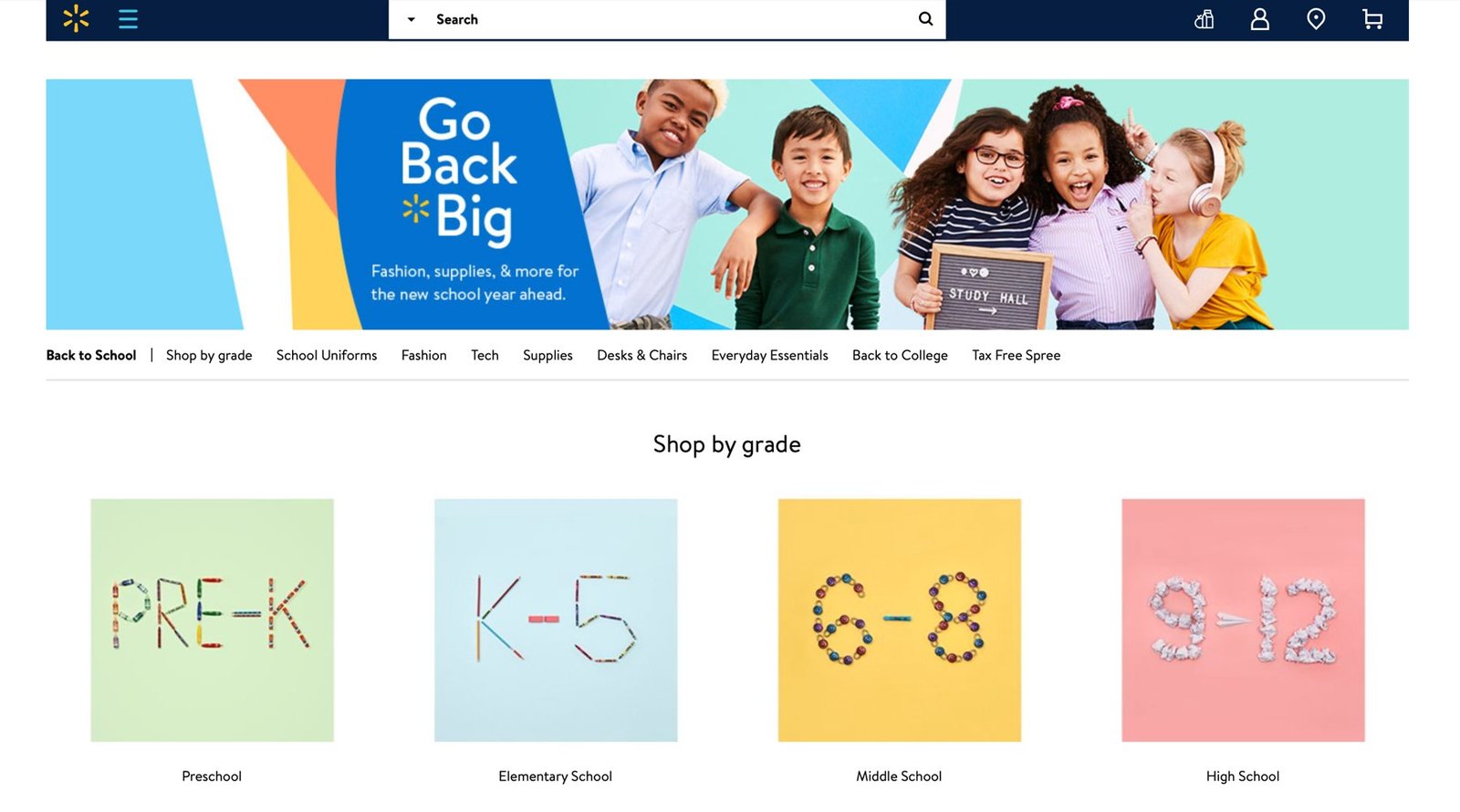Go Back Big back-to-school page
