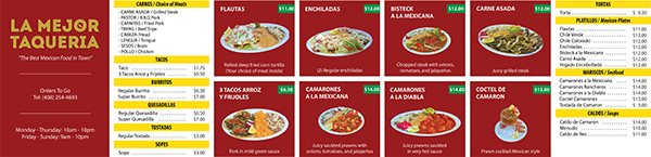La Mejor Taqueria menu board