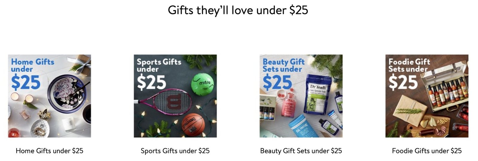 Gifts under $25 tiles for home, sports, beauty and foodie gifts
