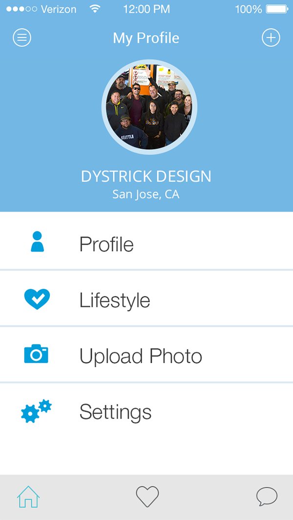 Mobile app profile screen comp