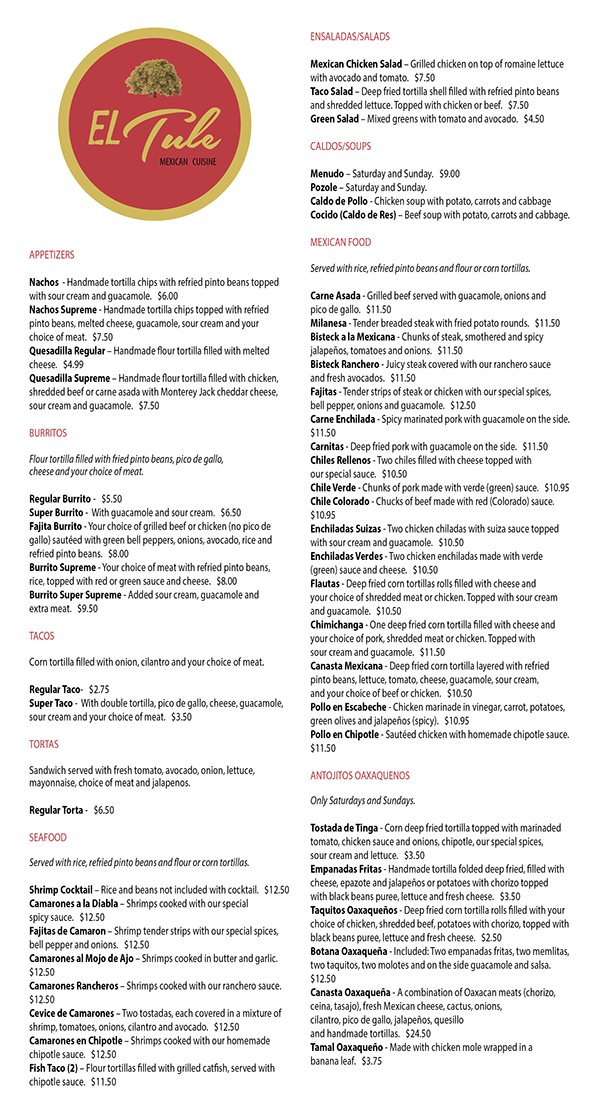 El Tule full menu